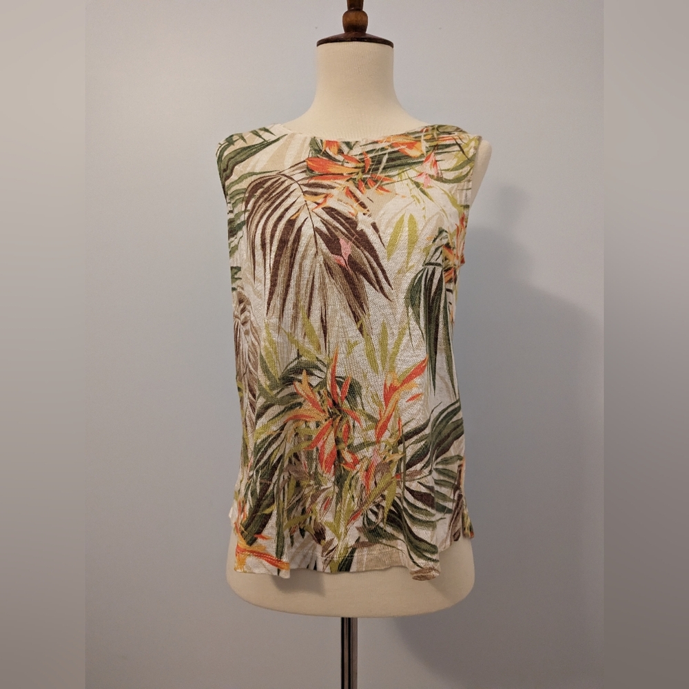J.Jill Love Linen Palm Tropical Top XXs